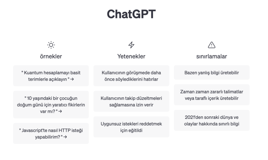 ChatGPT - Kullanıcı Bilgilendirme Metni